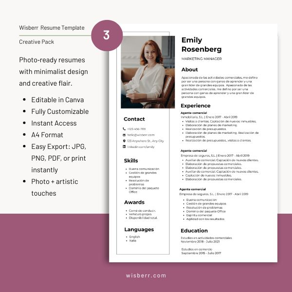 Wisberr Resume Template Creative Pack 262215
